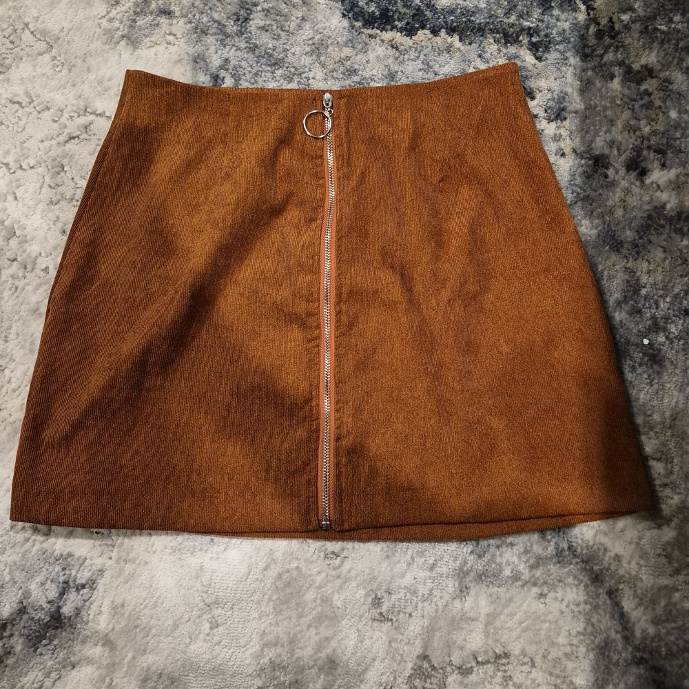 SHEIN Rust Mini Skirt with Zipper